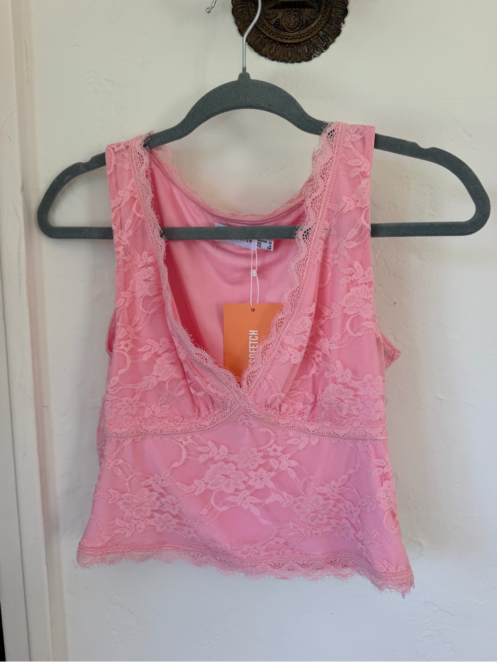 Lace V-Neck Pink Tank Top - that's so fetch